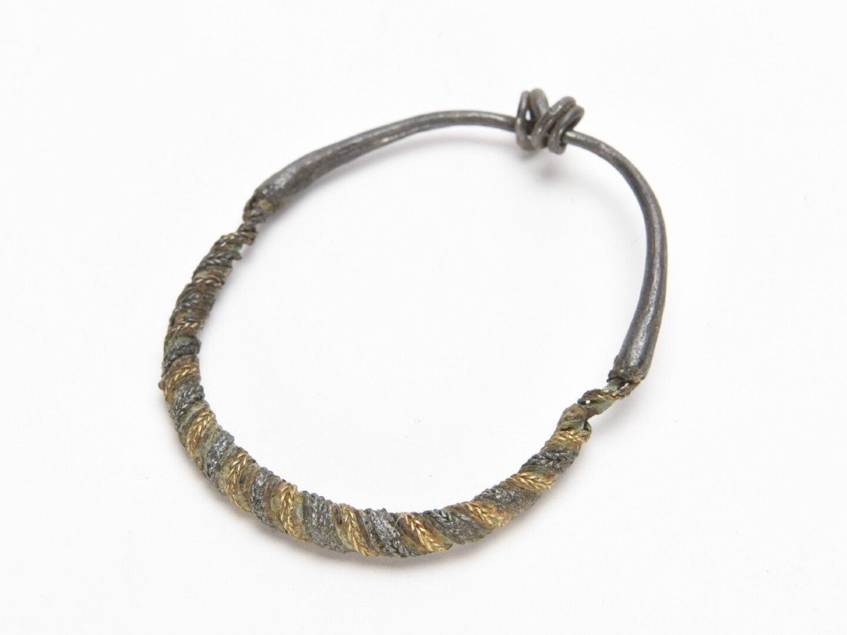 Grande Boucle Grecque Antique Or Et Argent 