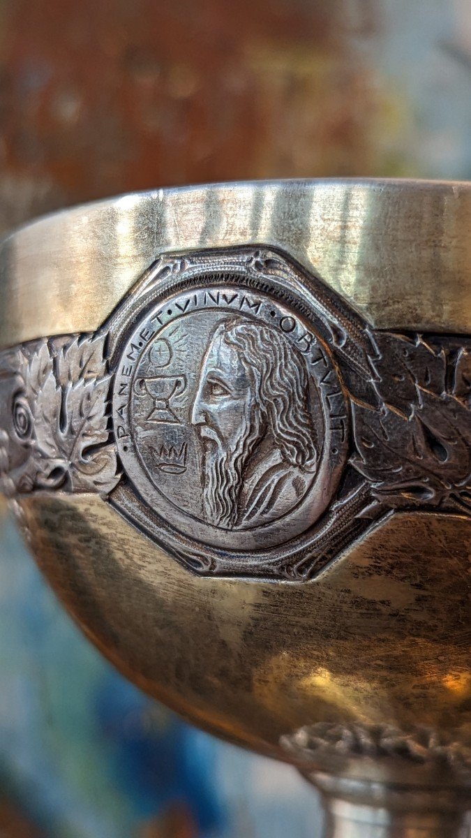 Calice Et Patène En Argent Dans Leur Boite Fra Donat Art Déco -photo-5