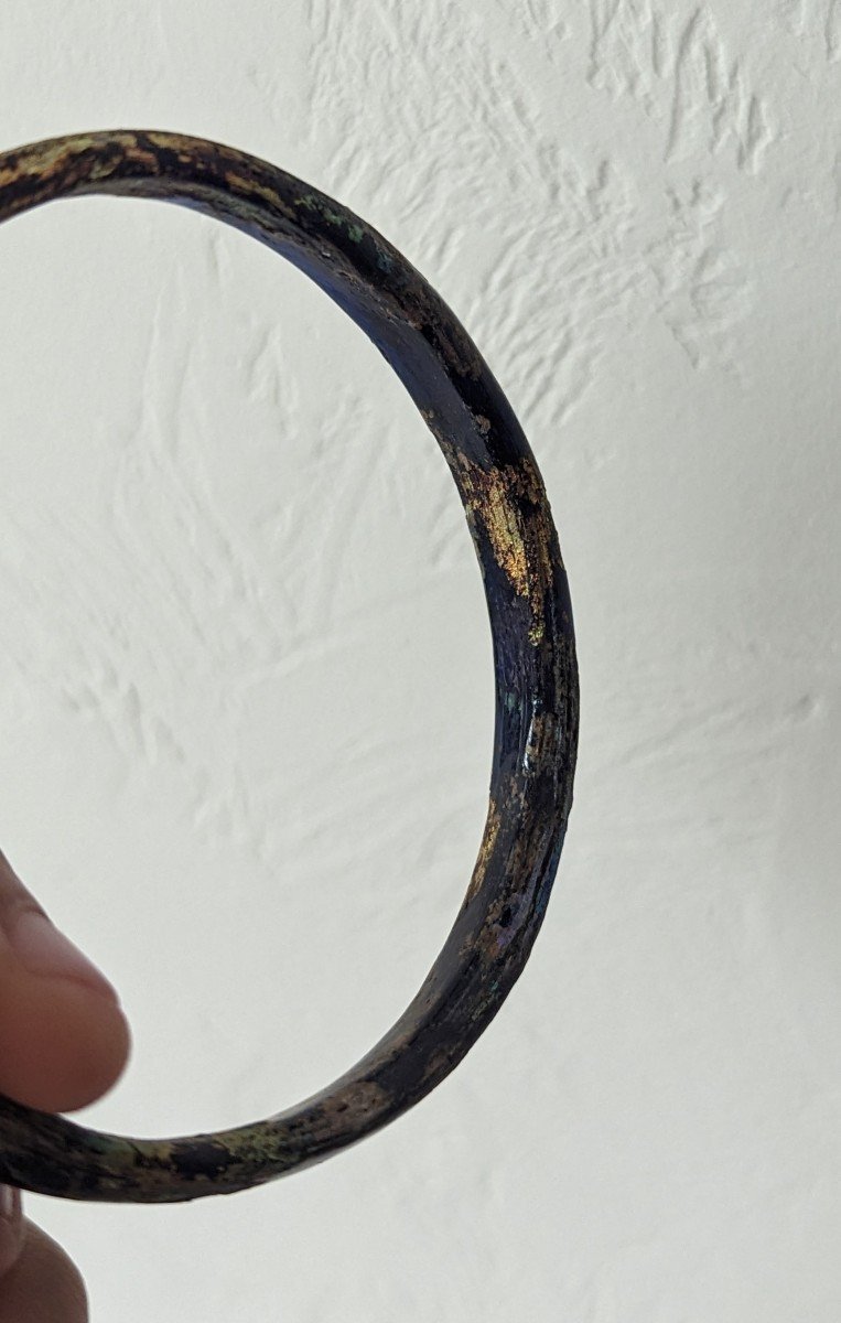 Bracelet En Verre Bleu Irisé d'époque Romaine -photo-2