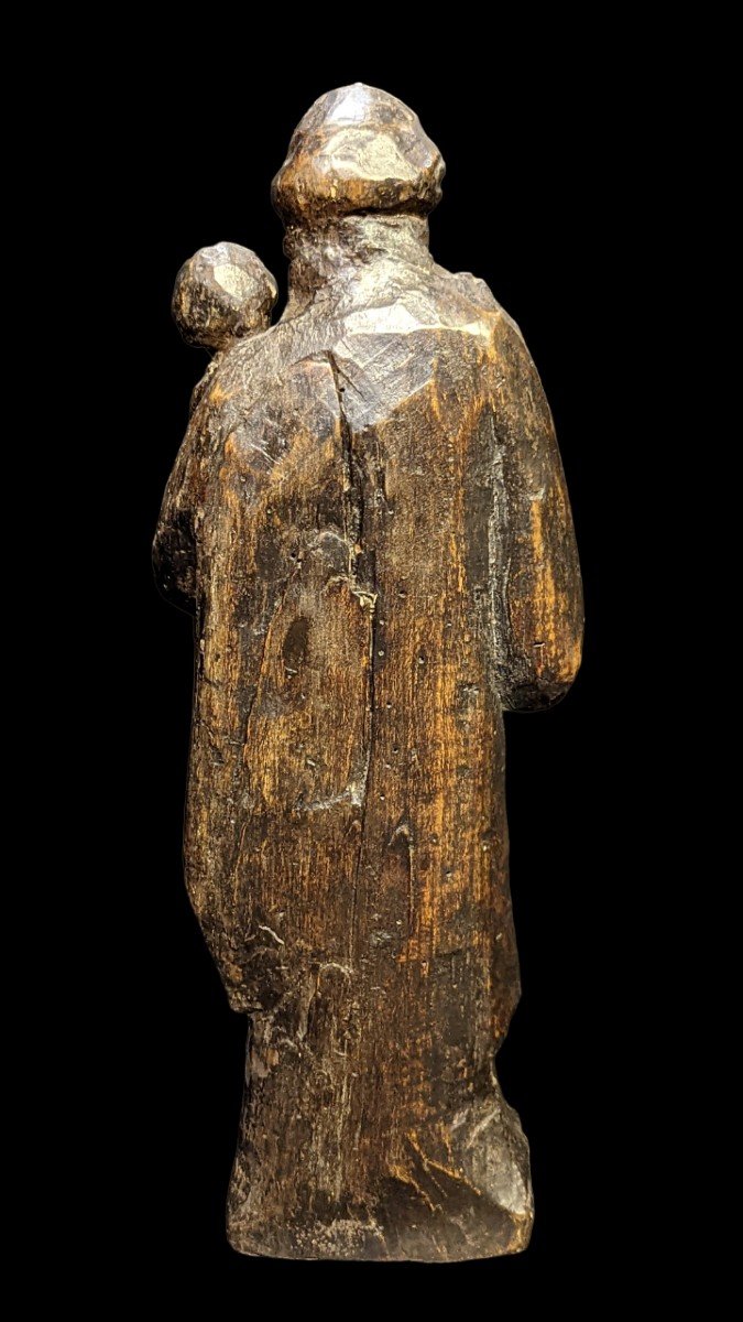 Vierge à l'Enfant En Bois Epoque XVIIe-photo-3