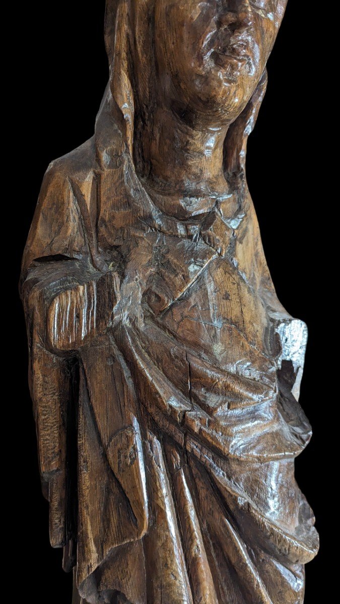 Large Statue Of Saint In Solid Wood 16th Century-photo-2