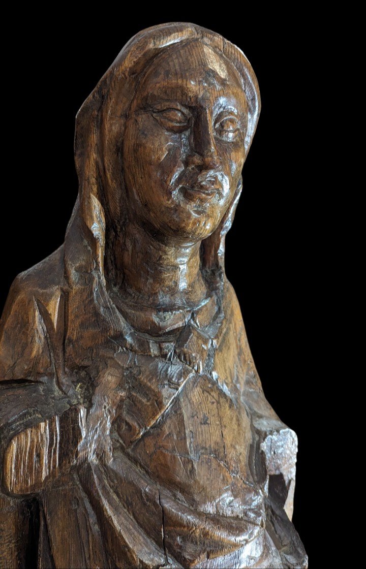 Large Statue Of Saint In Solid Wood 16th Century-photo-3