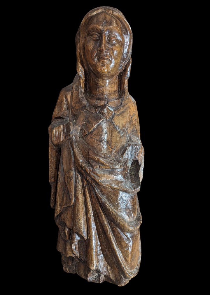 Large Statue Of Saint In Solid Wood 16th Century-photo-4