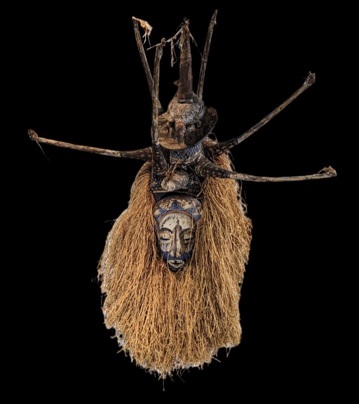 Large Yaka Mask - Mukanda – Kongo – Drc - Origin