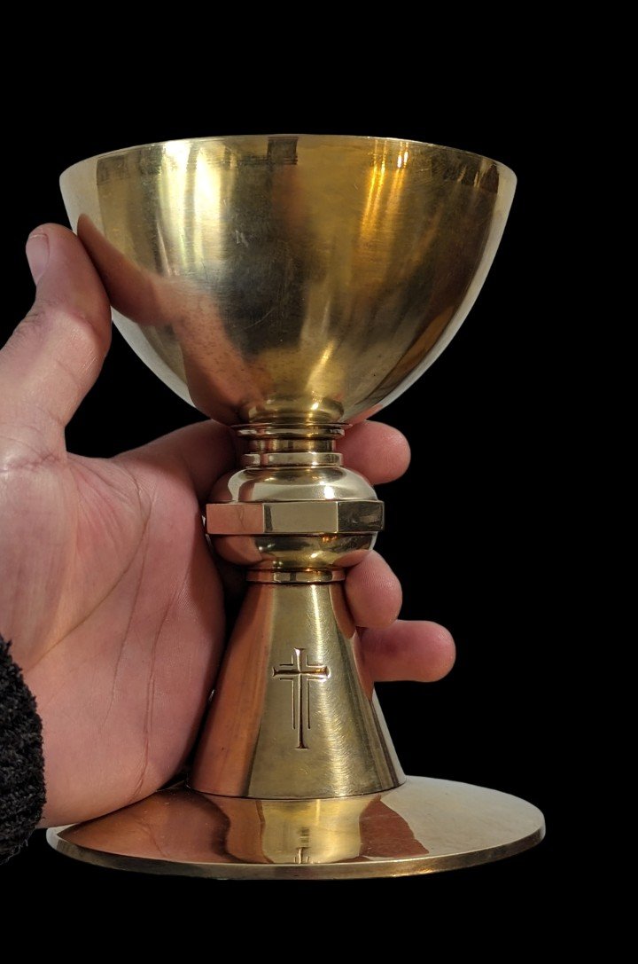 Chalice In Sterling Silver Vermeil By Villard And Fabre Art Deco Lyon-photo-2