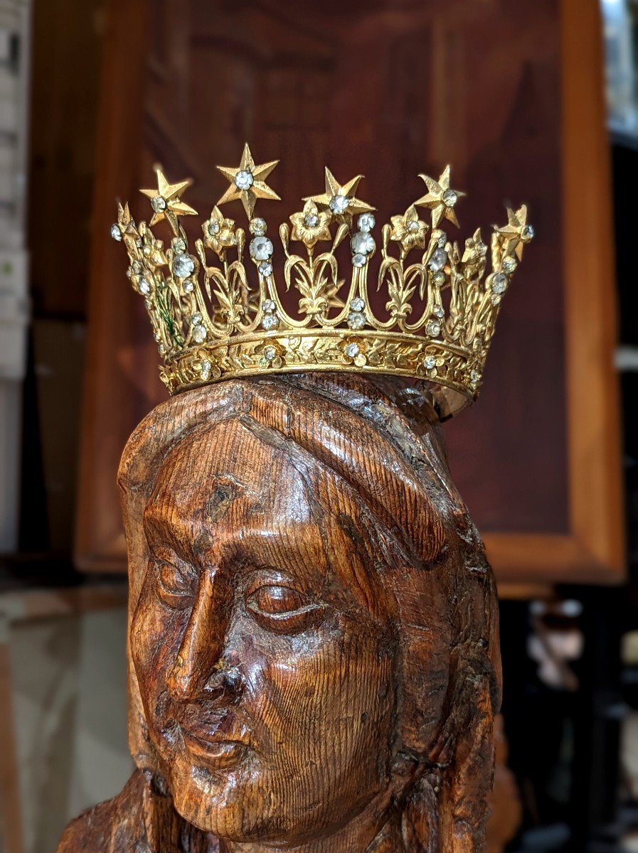 Crown Of The Virgin - Statue - Brass And Stones - Napoleon III Period-photo-3