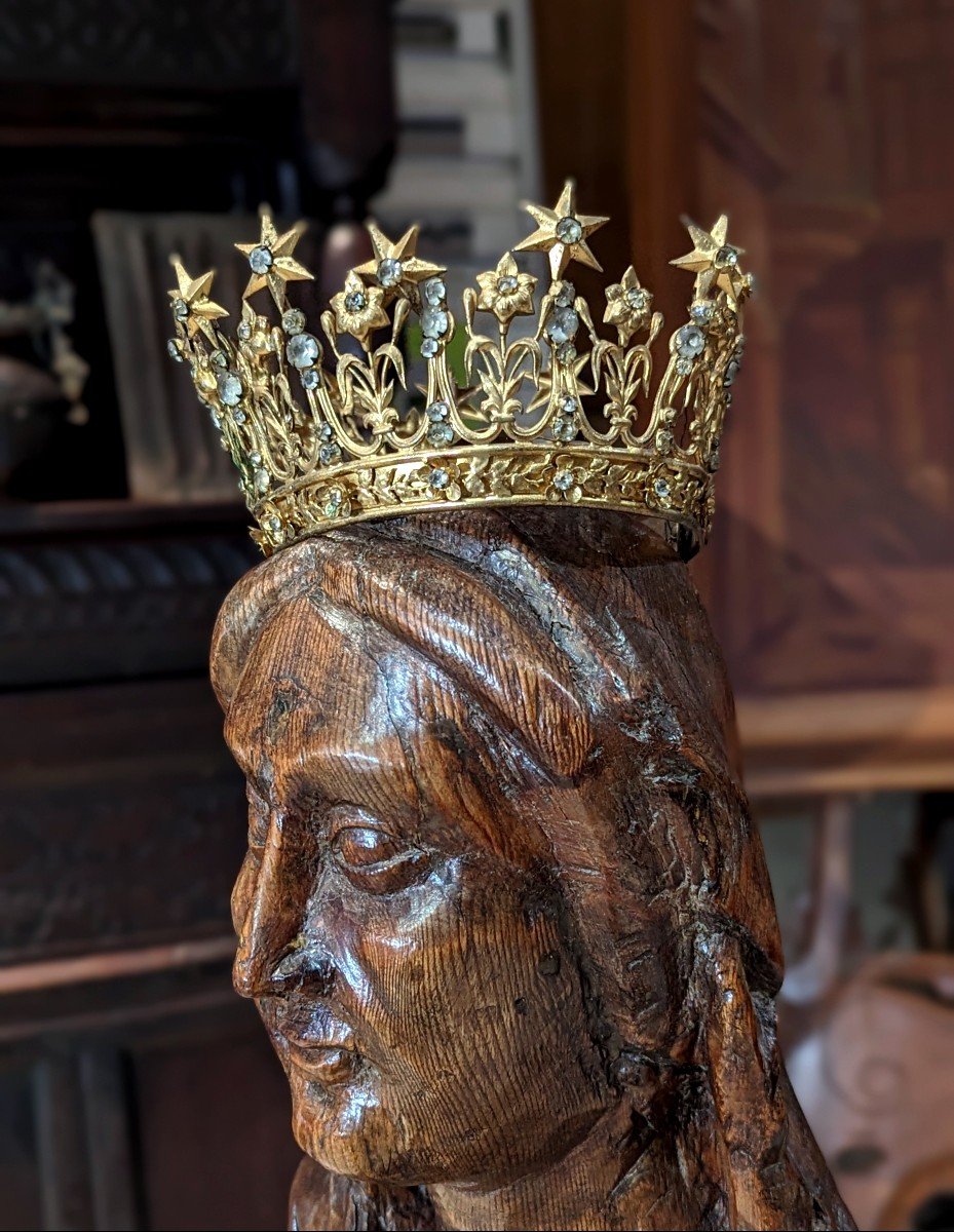 Crown Of The Virgin - Statue - Brass And Stones - Napoleon III Period-photo-4