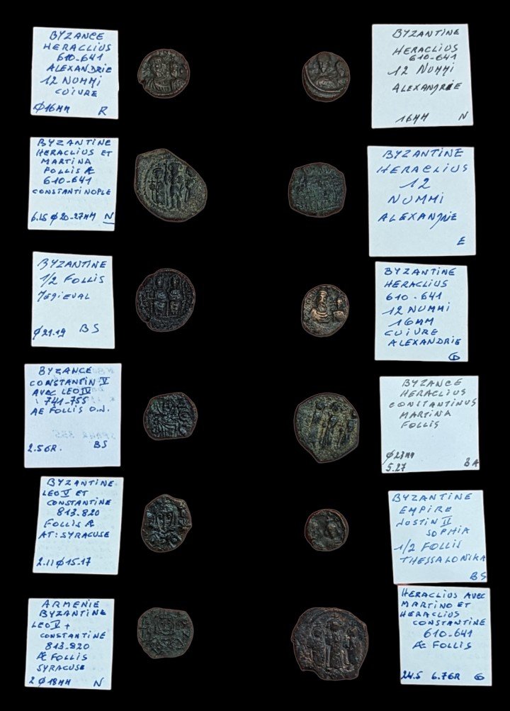 Collection De 12 Monnaies Byzantines - Bronze - Moyen âge -ex Col. Sable - Numismatique-photo-4
