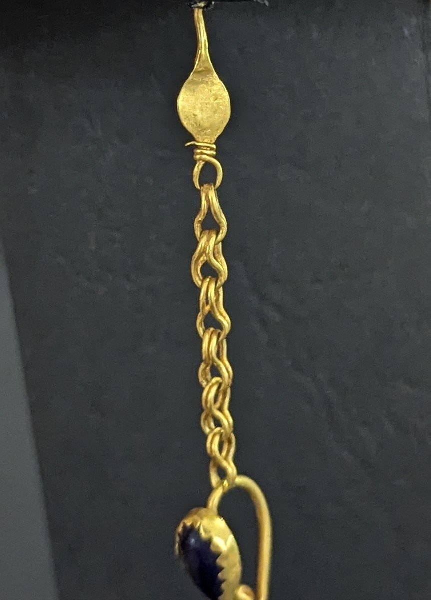 Boucle d'Oreille En Or & Lapis Lazuli - époque Romaine - Ier Siècle-photo-2