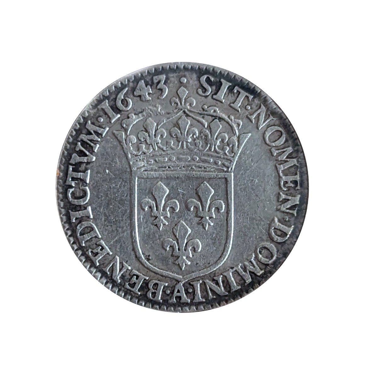 Silver Coin - 1/12 écu Of Louis XIII - 1643 - Paris-photo-2