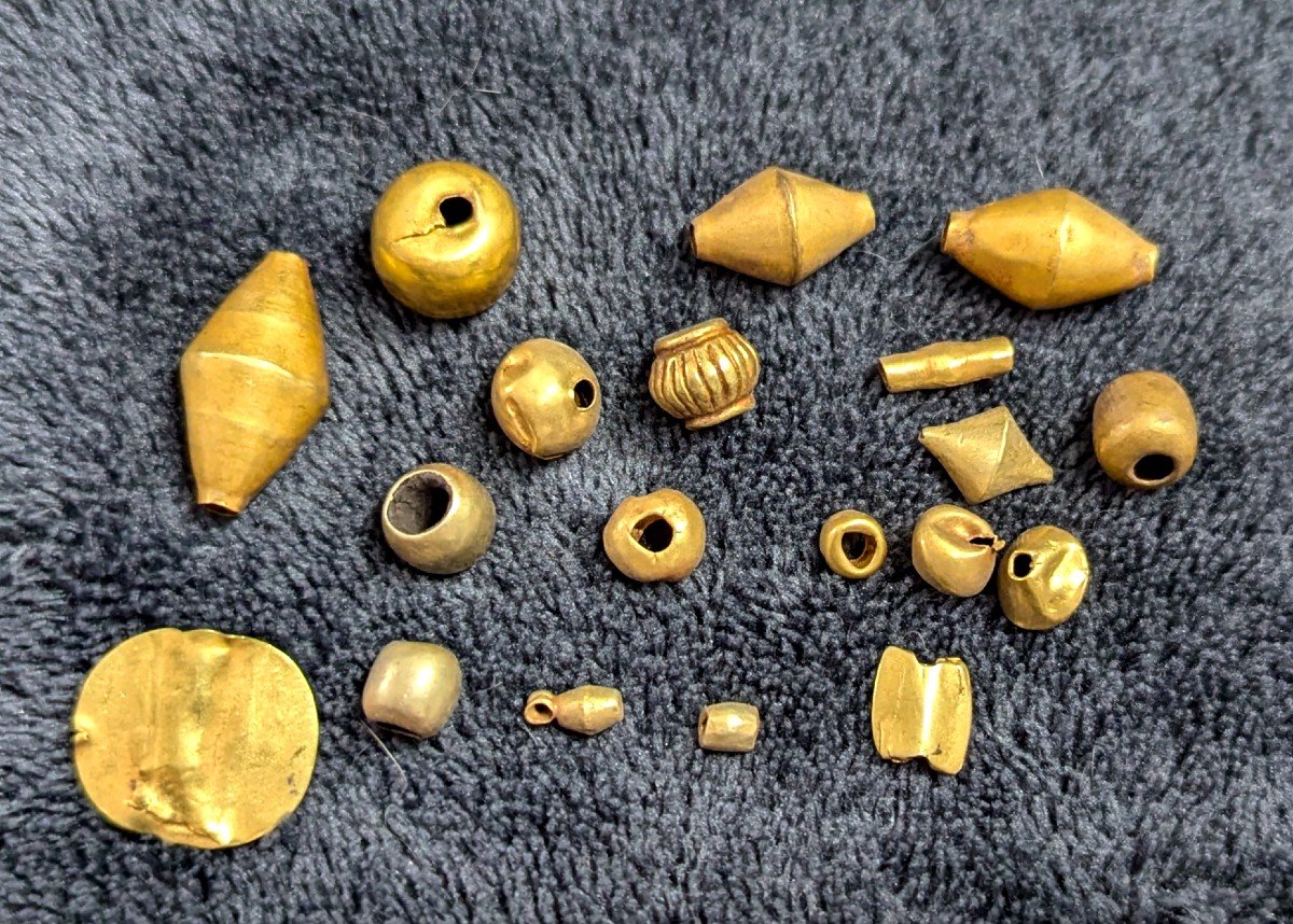 Lot De 19 Perles En Or Antiques - éléments De Bijoux - Collier - Bracelet - Provenance -photo-7