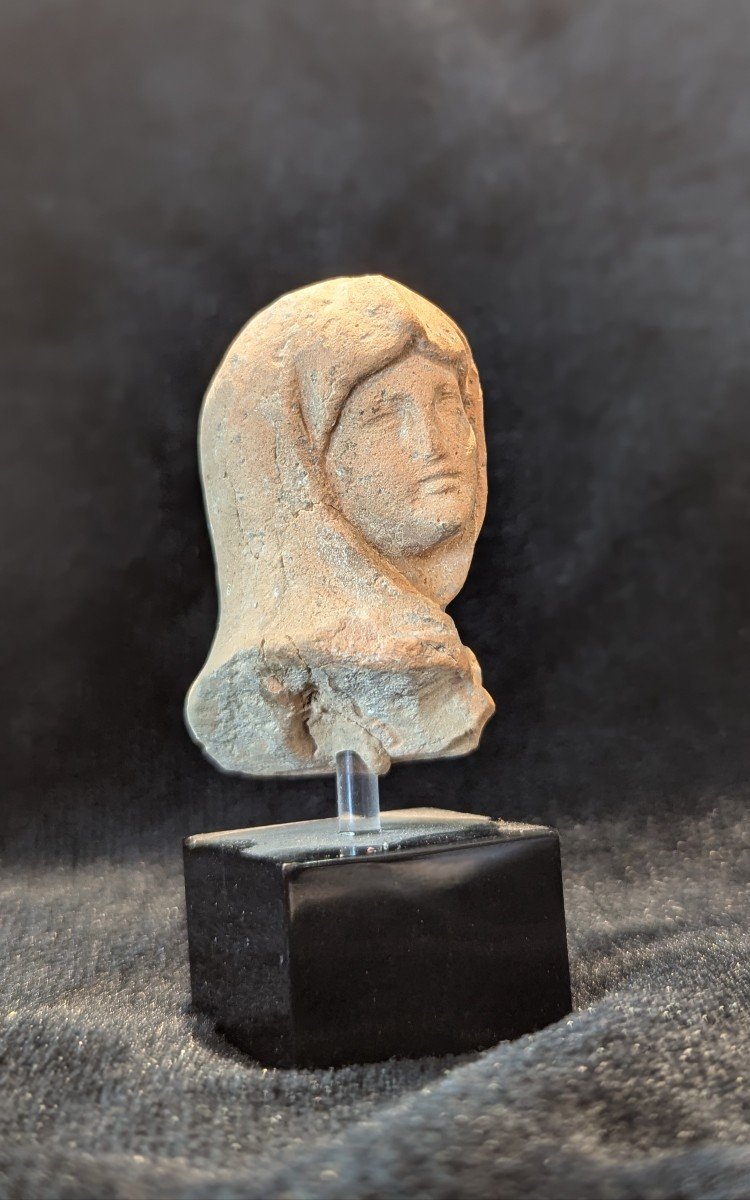 Roman Terracotta Head - Ex-voto - Veiled Woman - Archaeology-photo-1