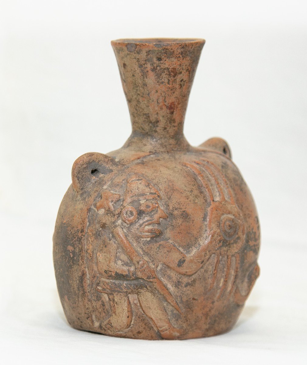Gourd Vase With Warrior Decor - Chimu Culture Peru - Archaeology-photo-4