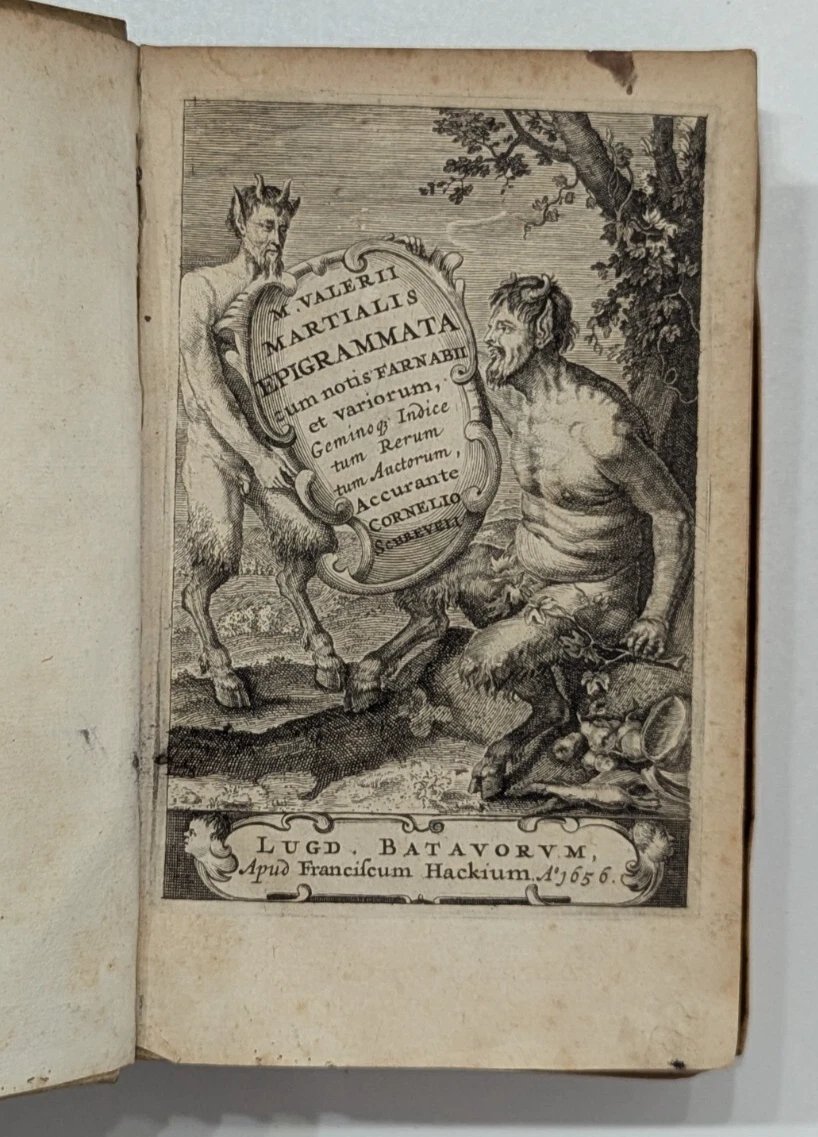 Epigrams - Valerii Martialis - Leyden - Engraving - 1656 - Old Book-photo-3