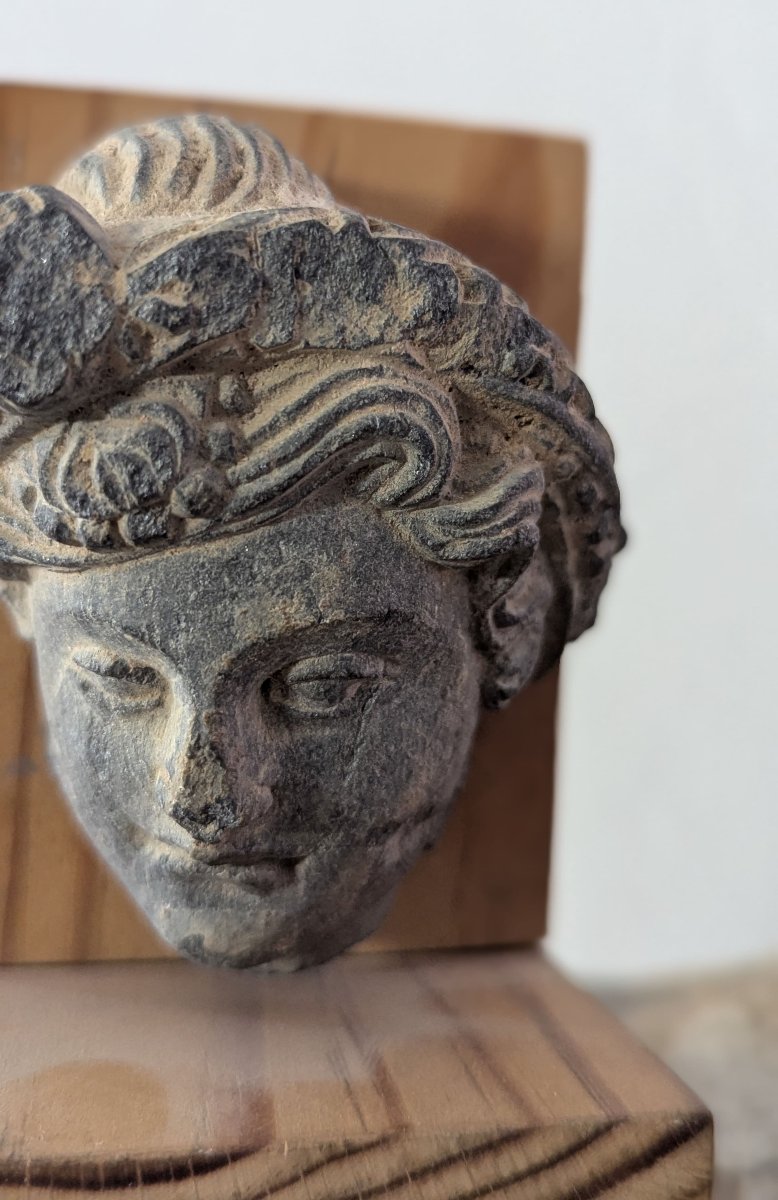 Sculpted Schist Head - Gandhara - 1st - 3rd Century Ad - Archaeology-photo-1