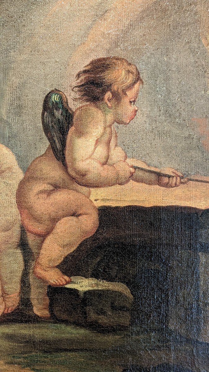 Les Cupidons Dans La Forge De Vulcain - Huile Sur Toile - Atelier De Francesco De Mura-photo-4