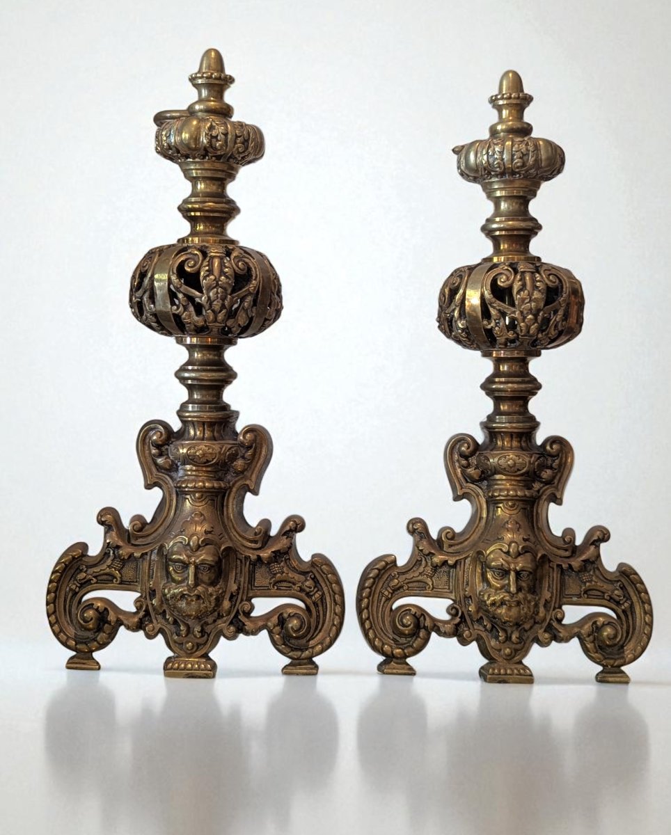 Paire de Chenets en Bronze – Travail d’époque Napoléon III -photo-4