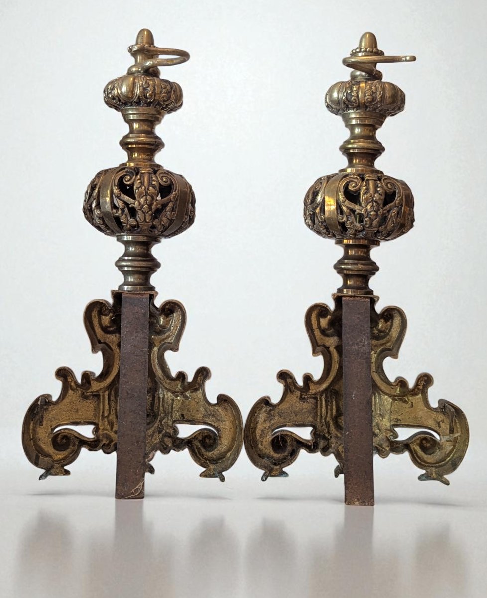 Paire de Chenets en Bronze – Travail d’époque Napoléon III -photo-2