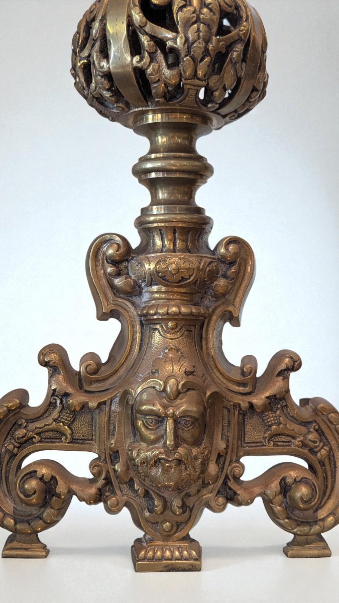 Paire de Chenets en Bronze – Travail d’époque Napoléon III -photo-3