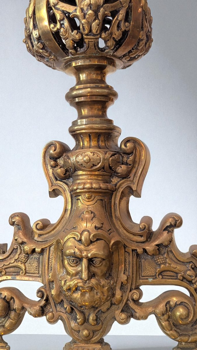 Paire de Chenets en Bronze – Travail d’époque Napoléon III -photo-5