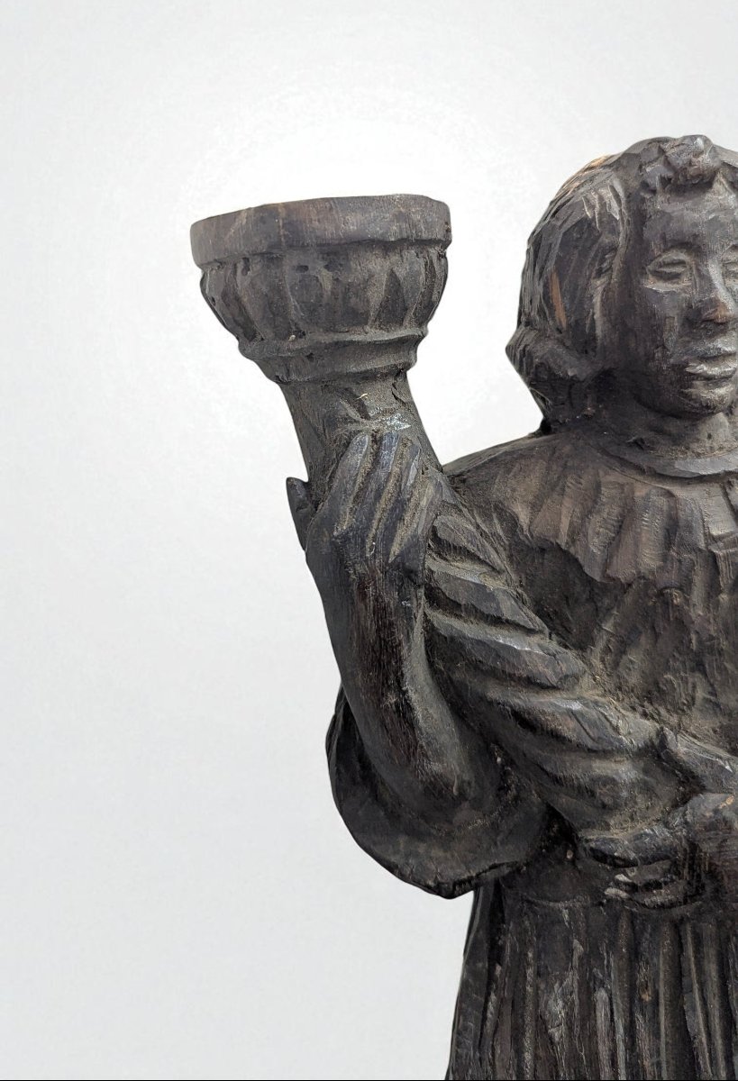 Carved Oak Bearer Figure – Torchère – 16th Century-photo-3