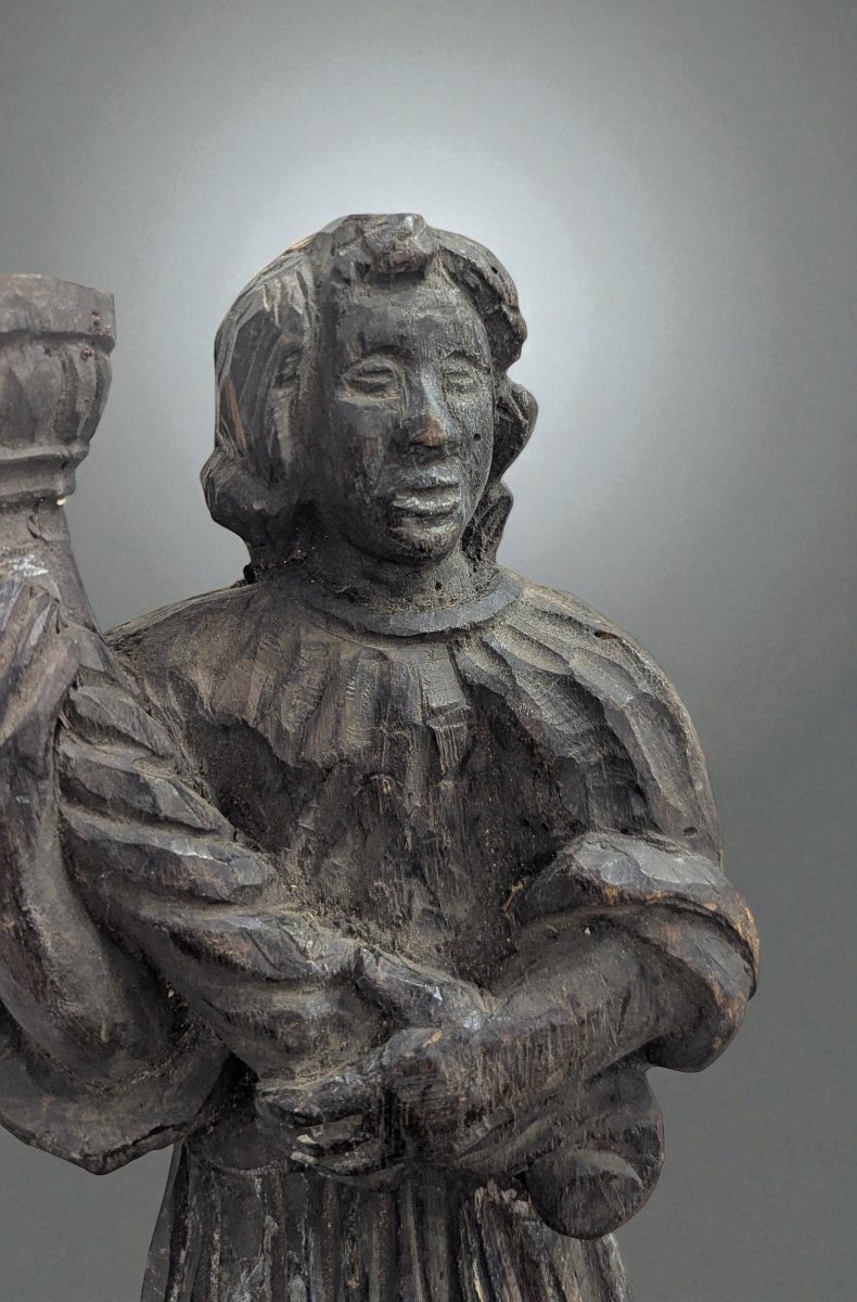 Carved Oak Bearer Figure – Torchère – 16th Century-photo-4