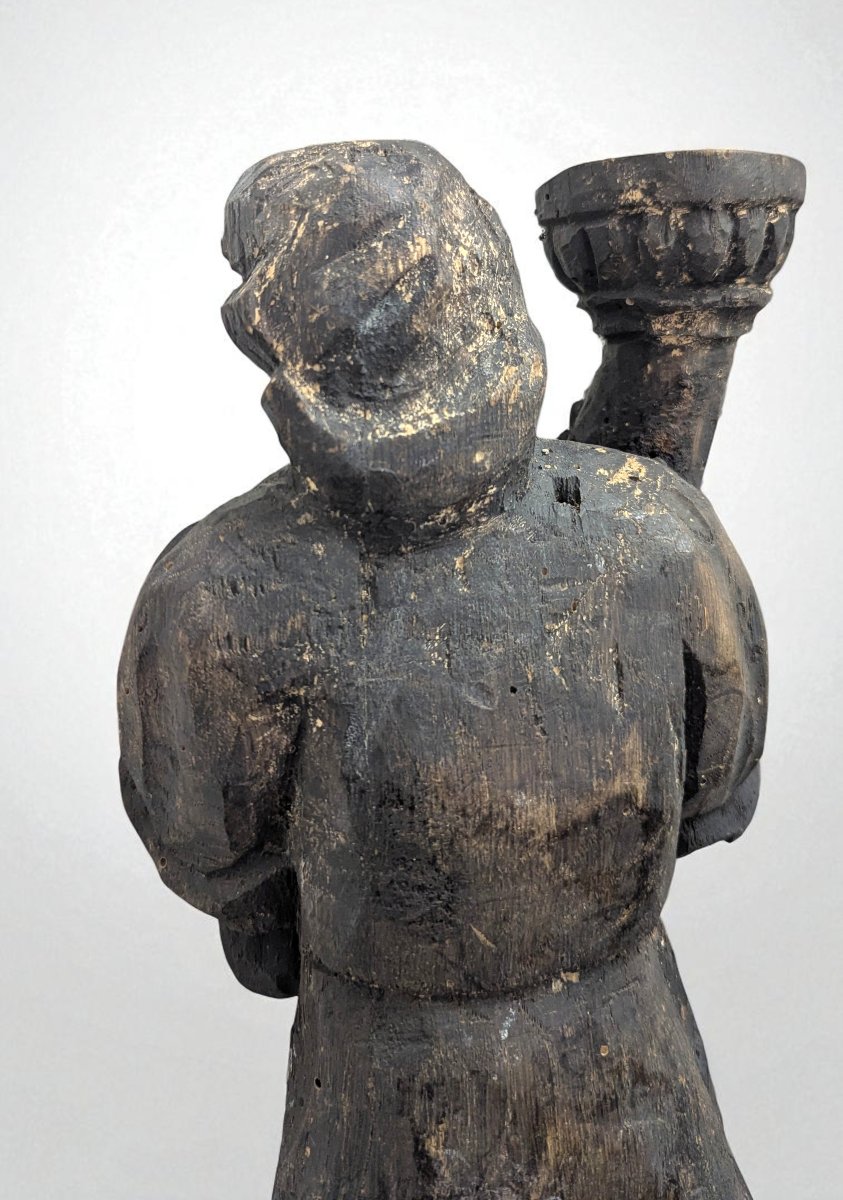 Carved Oak Bearer Figure – Torchère – 16th Century-photo-3