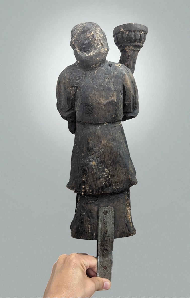 Carved Oak Bearer Figure – Torchère – 16th Century-photo-4
