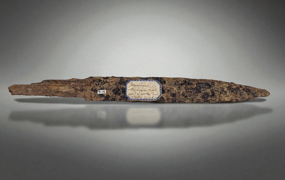 Scramasaxe mérovingien en fer et bois – Ancienne collection Auguste Nicaise (1828-1900)