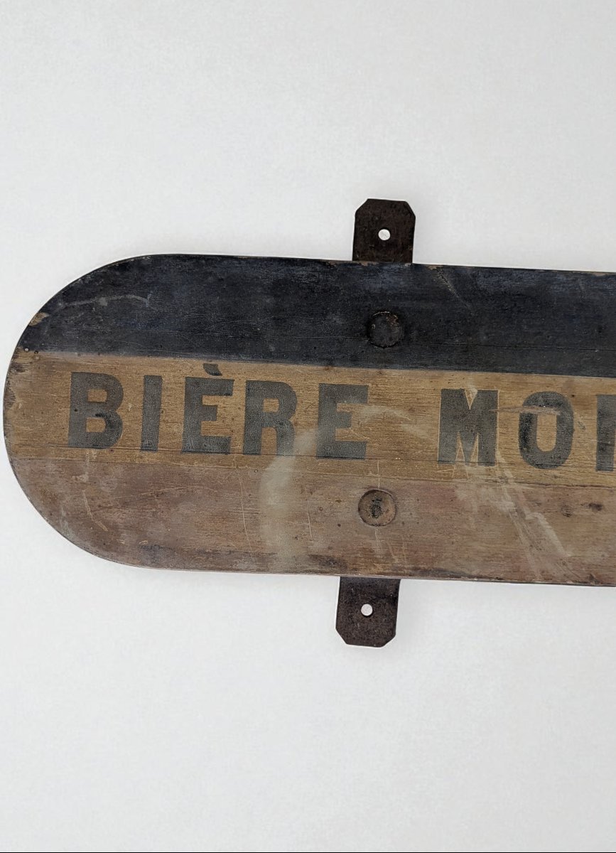 Rare Old Painted Wooden Advertising Plaque – Montplaisir Beer, Toulouse – Circa 1910-photo-1