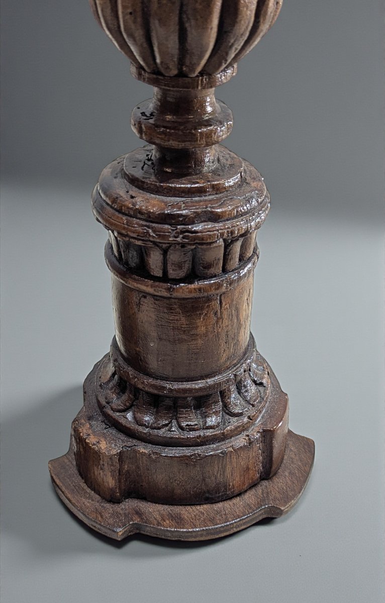 Pair Of Wooden Candlesticks - Torchera Style - Louis XIII Period - 58 Cm-photo-4