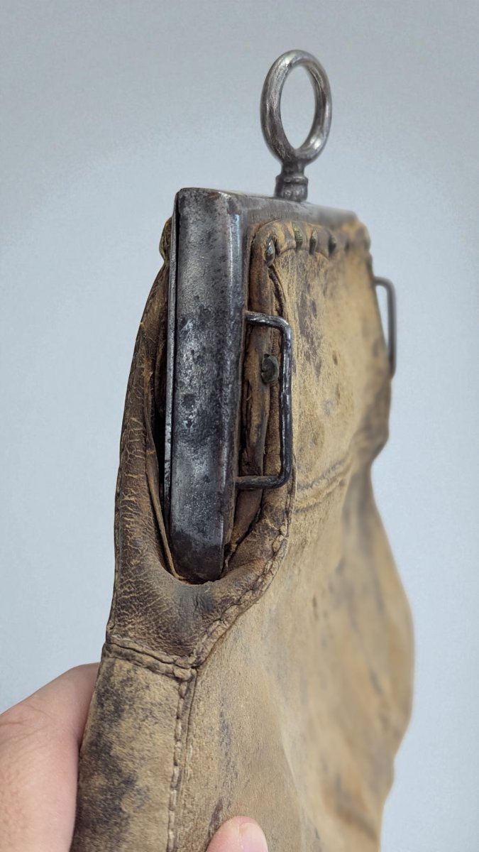 Rare Medieval Purse With Metal Frame - Northern Europe - 15th-16th Century-photo-5