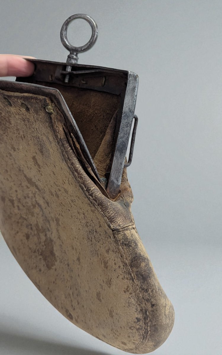 Rare Medieval Purse With Metal Frame - Northern Europe - 15th-16th Century-photo-7