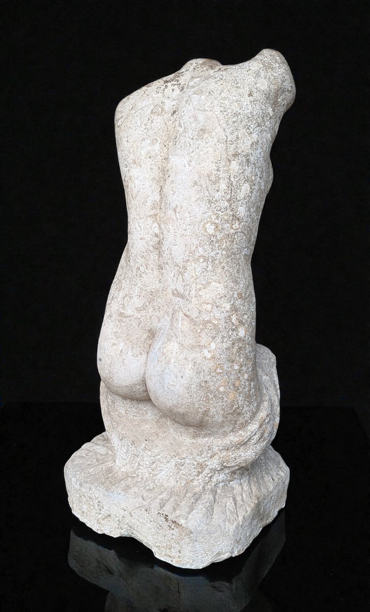Grande Sculpture en pierre - Geneviève Pagano-Torse féminin drapé - Chef-d'œuvre des Beaux-Arts-photo-2