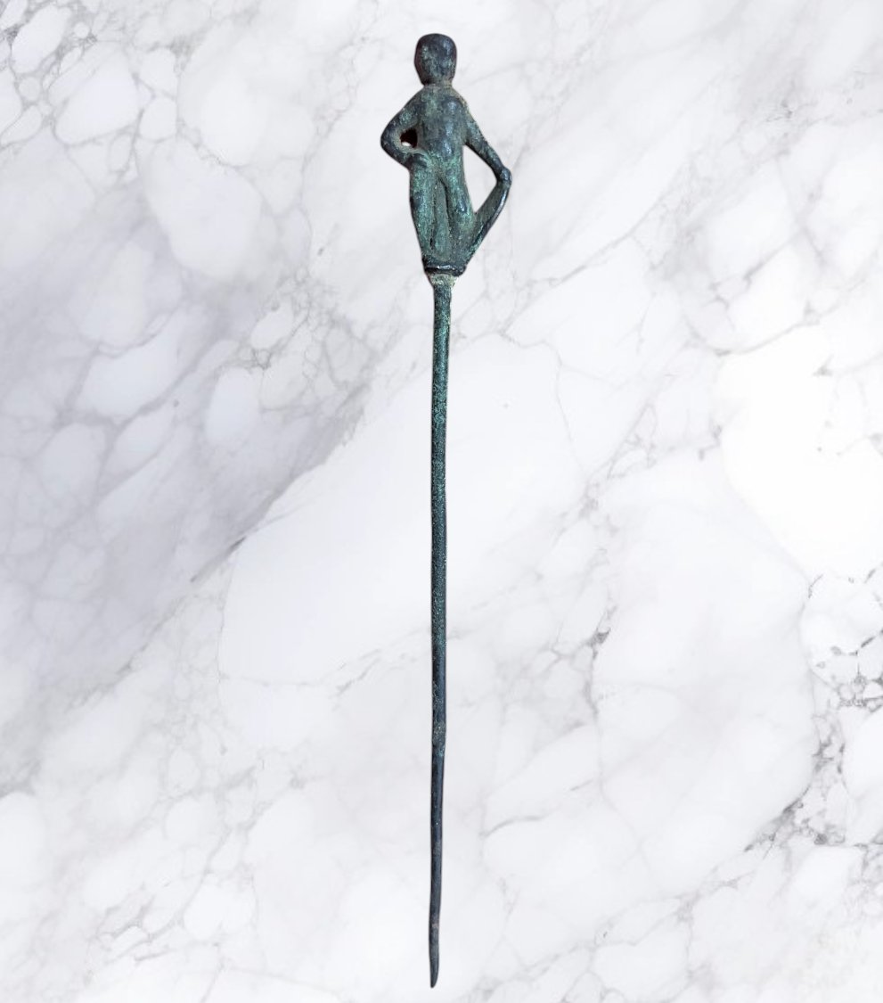 Roman Bronze Pin With The Image Of Heracles - 2nd Century - Bessonneau Collection-photo-3