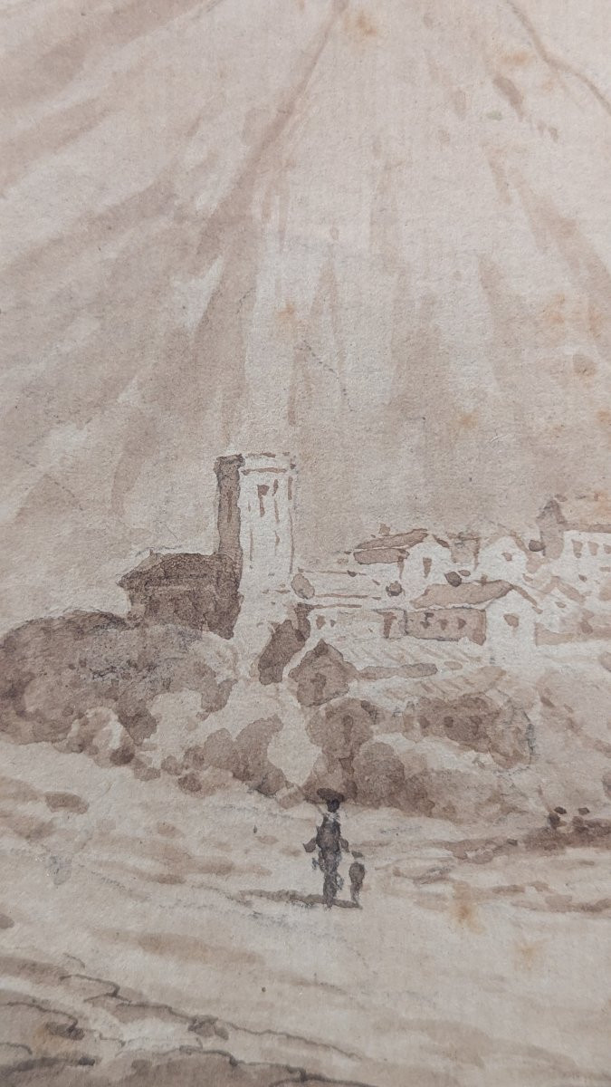 Dessin encre et lavis – Village de La Garde dans le Var – XVIIIe siècle -photo-4