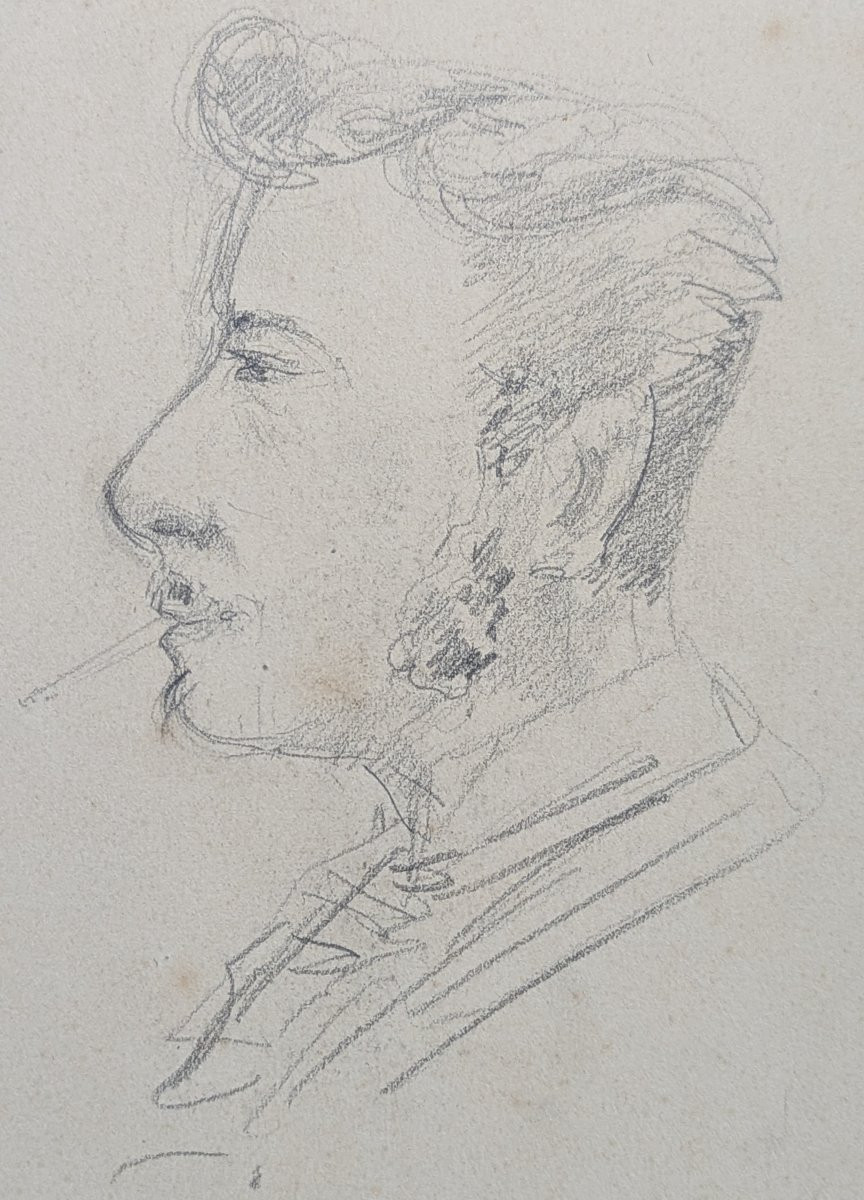 Drawing By Toulouse-lautrec – Portrait Of Pierre Marcel Lesclide – Around 1880 – Certificate -photo-3