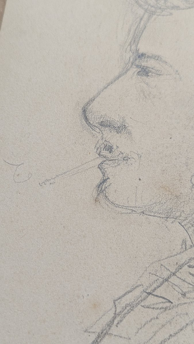 Drawing By Toulouse-lautrec – Portrait Of Pierre Marcel Lesclide – Around 1880 – Certificate -photo-4