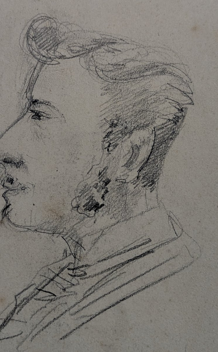 Drawing By Toulouse-lautrec – Portrait Of Pierre Marcel Lesclide – Around 1880 – Certificate -photo-4