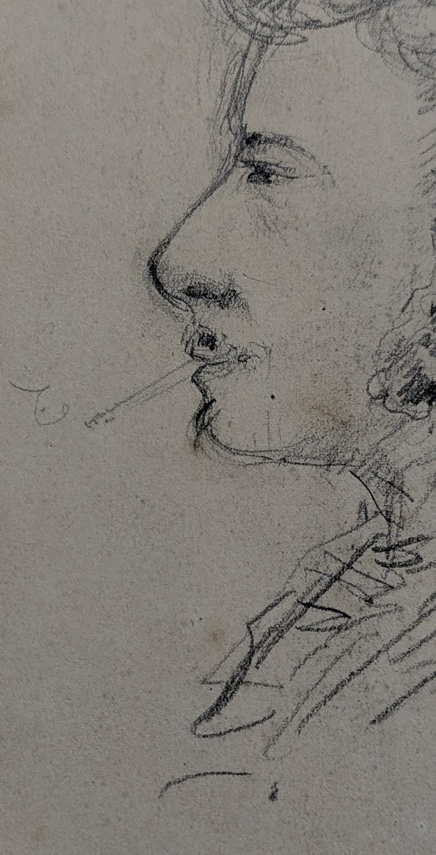 Drawing By Toulouse-lautrec – Portrait Of Pierre Marcel Lesclide – Around 1880 – Certificate -photo-5