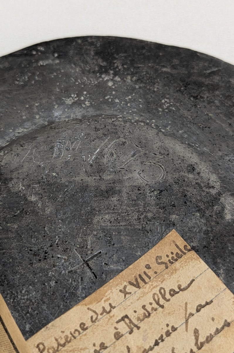 Pewter Paten Dated 1673 - 17th Century - Documented Early Provenance-photo-2