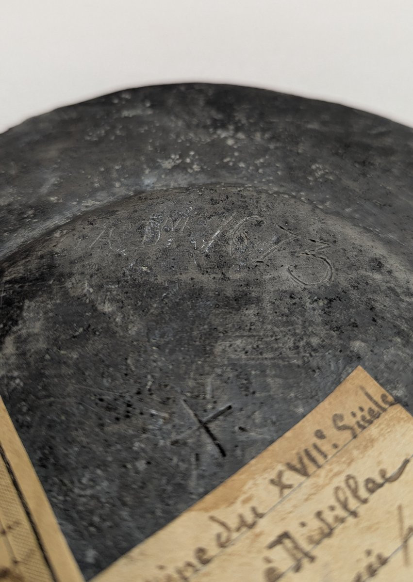 Pewter Paten Dated 1673 - 17th Century - Documented Early Provenance-photo-4