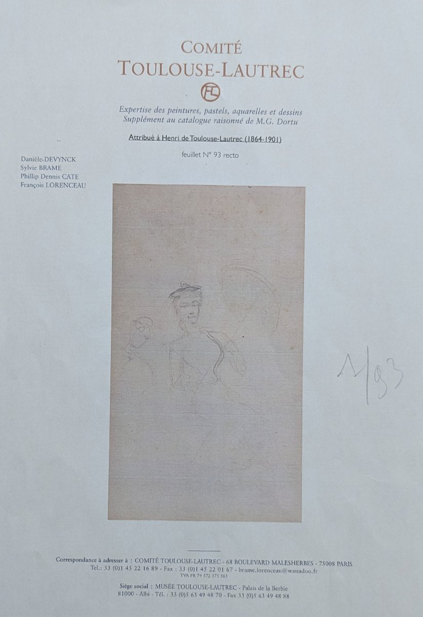  Watercolor On The Front And Pencil On The Back By Toulouse-lautrec – Seaside – Circa 1880 – Certificate-photo-1