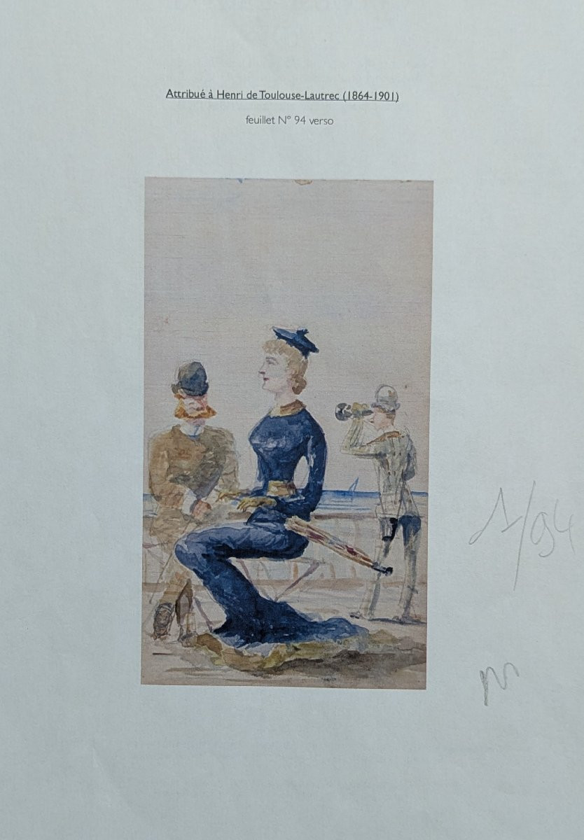  Watercolor On The Front And Pencil On The Back By Toulouse-lautrec – Seaside – Circa 1880 – Certificate-photo-2
