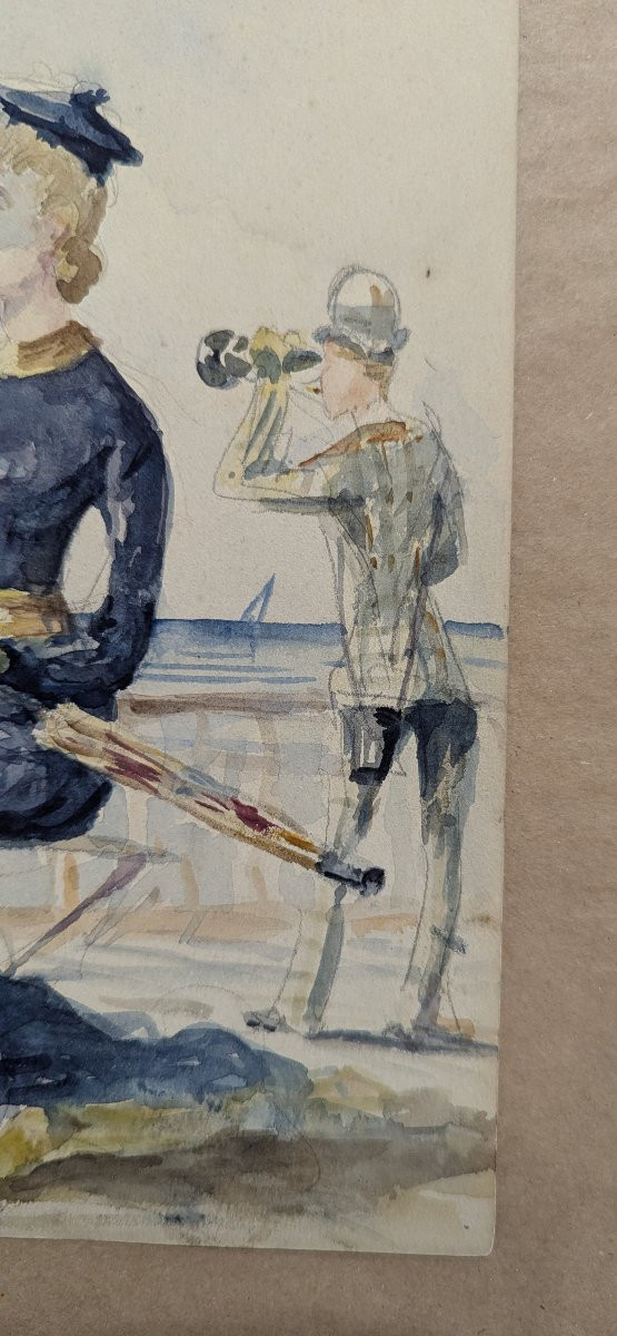  Watercolor On The Front And Pencil On The Back By Toulouse-lautrec – Seaside – Circa 1880 – Certificate-photo-5