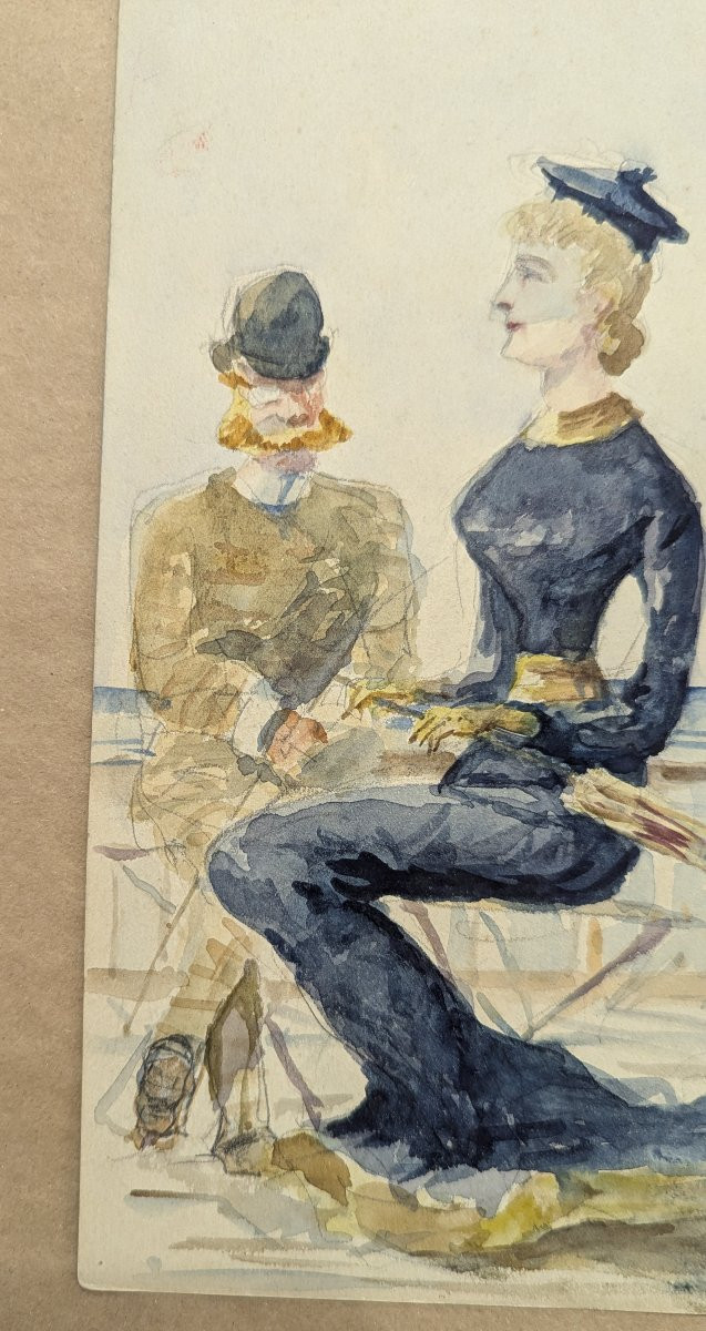 Watercolor On The Front And Pencil On The Back By Toulouse-lautrec – Seaside – Circa 1880 – Certificate-photo-7