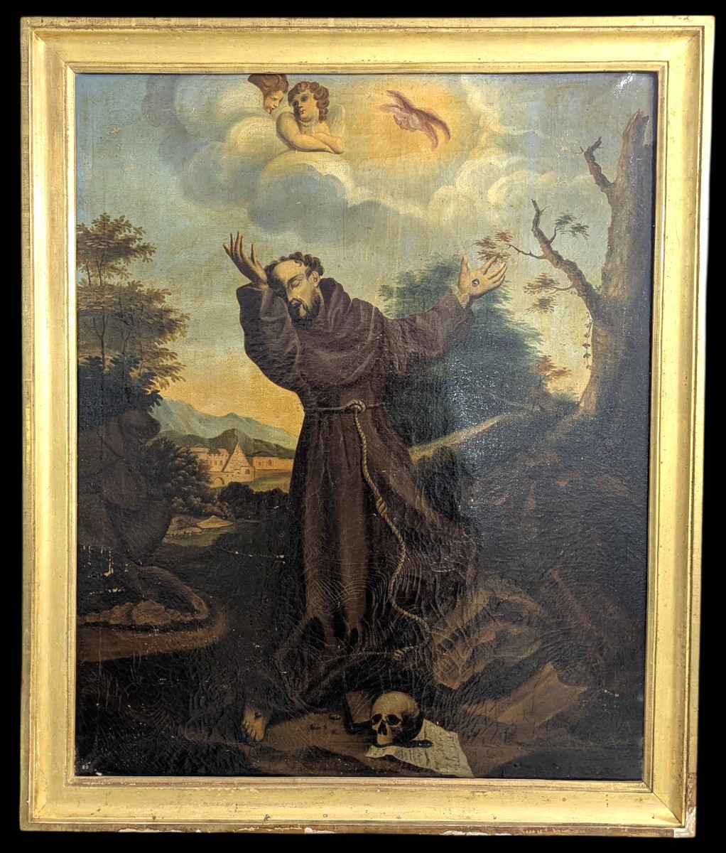 Saint Francis Of Assisi Receiving The Stigmata – 19th Century – 95x79cm