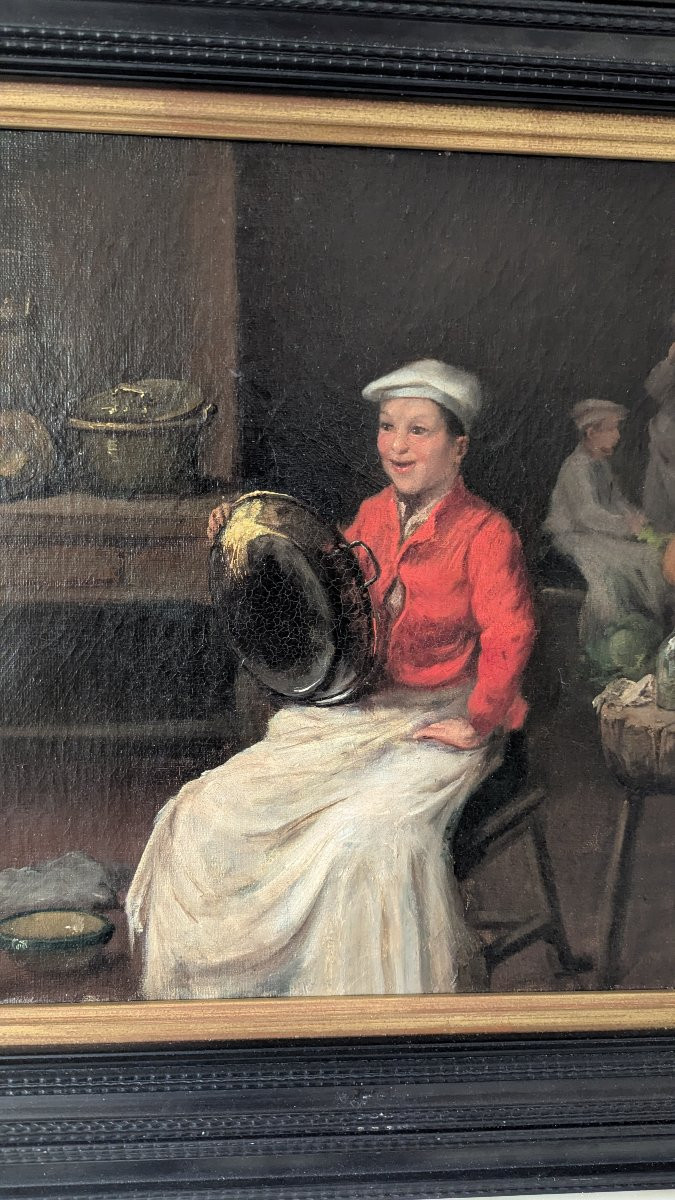 Kitchen Scene – Oil On Canvas By Joseph-denis Odevaere (1775-1830) -photo-3