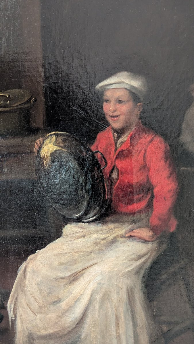 Kitchen Scene – Oil On Canvas By Joseph-denis Odevaere (1775-1830) -photo-2