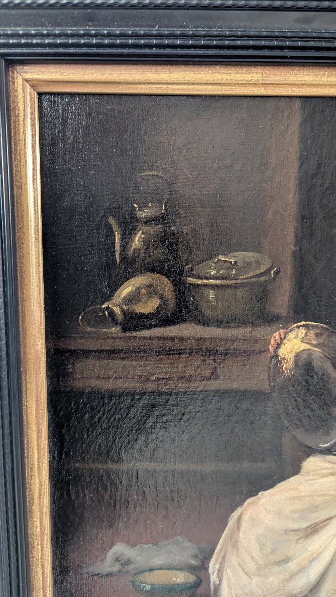 Kitchen Scene – Oil On Canvas By Joseph-denis Odevaere (1775-1830) -photo-3